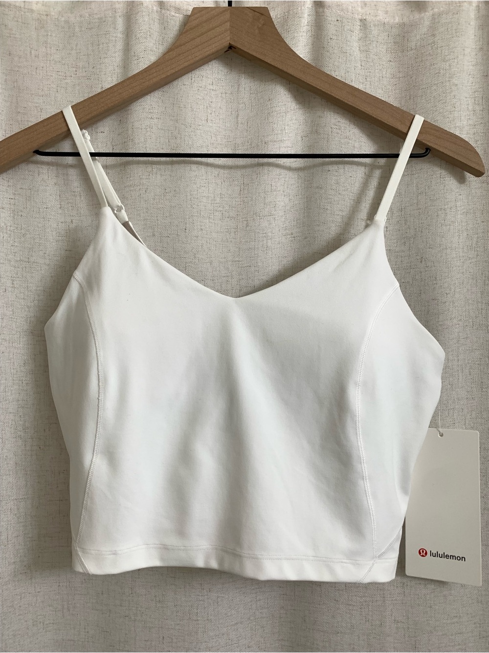 lululemon athletica White V-Neck Cropped Cami Tank Nulu Strappy size 8 NEW